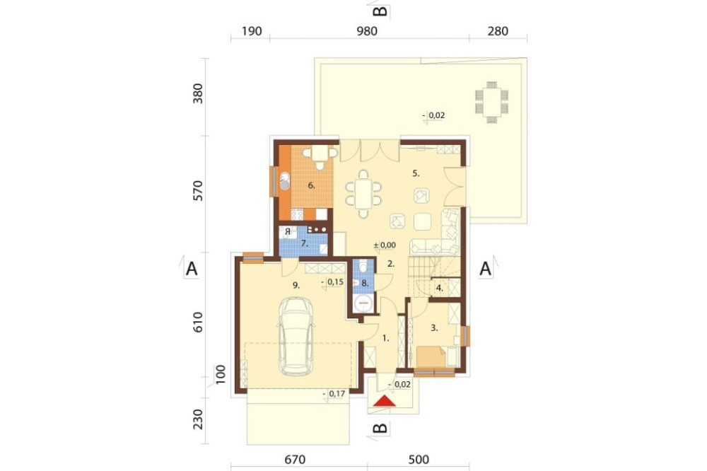 Projekt domu Igetio 2 L-6679, piętrowy z garażem, jednorodzinny - rzut parteru