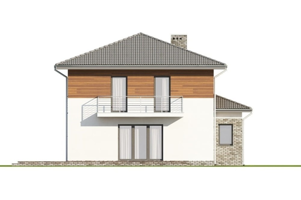 Projekt domu Igetio 2 L-6679, piętrowy z garażem, jednorodzinny -  wizualizacja elewacji ogrodowej