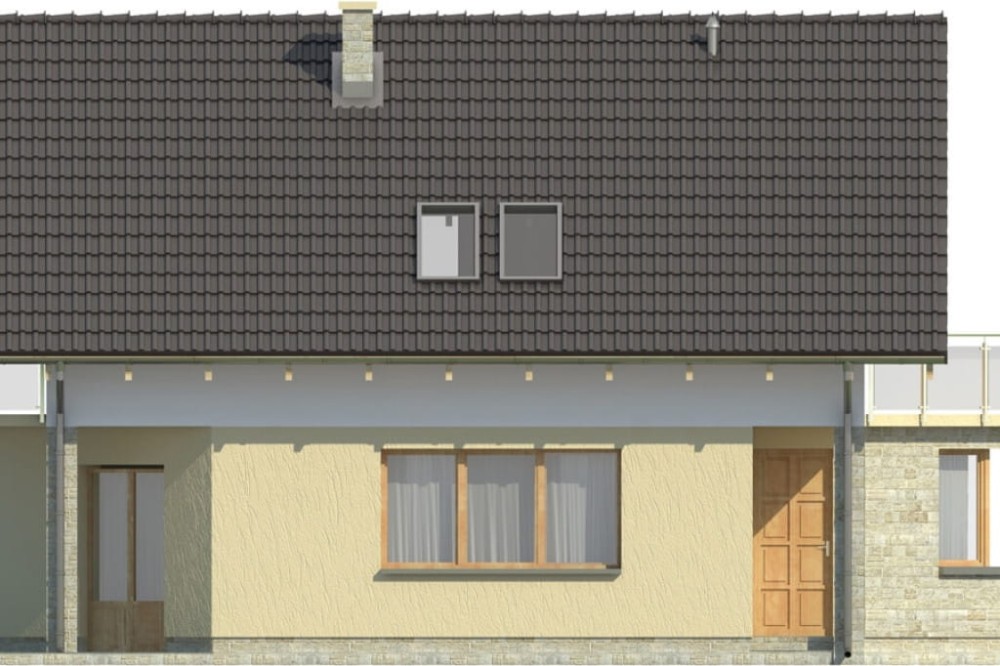 Projekt domu Łańcut L-6125, parterowy z poddaszem użytkowym, niepodpiwniczony, bez garażu - elewacja lewa
