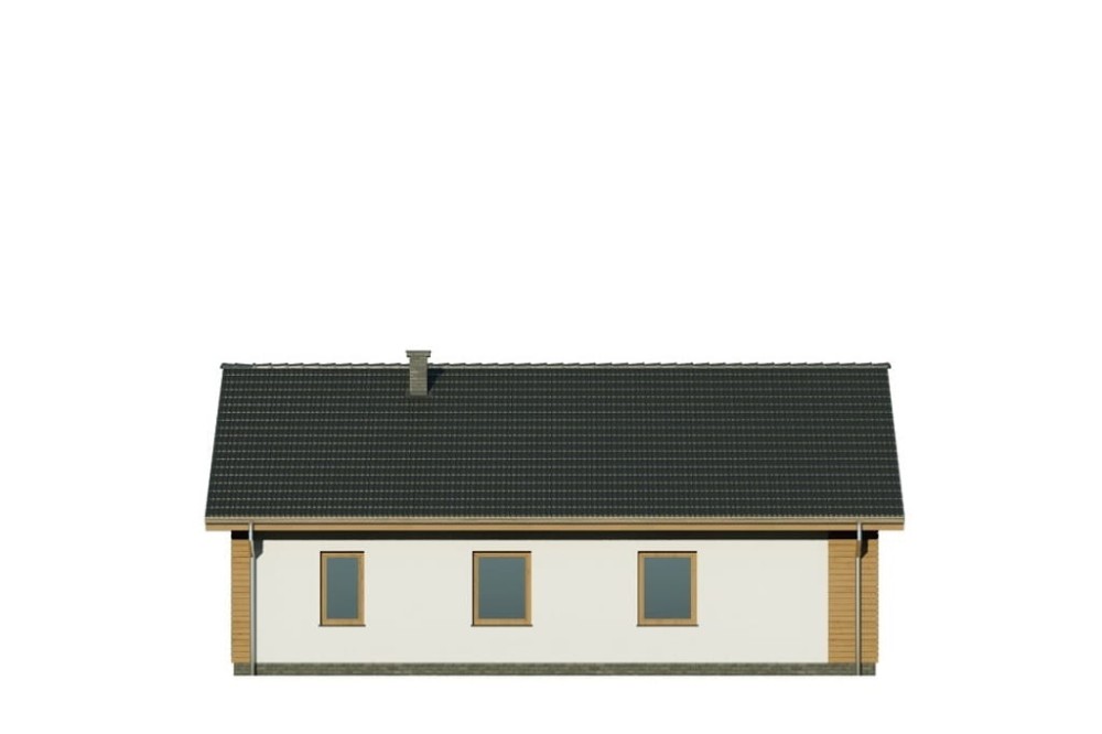 Projekt domu Drobeta 2 L-6733, parterowy, niepodpiwniczony, z garażem jednostanowiskowym - elewacja ogrodowa