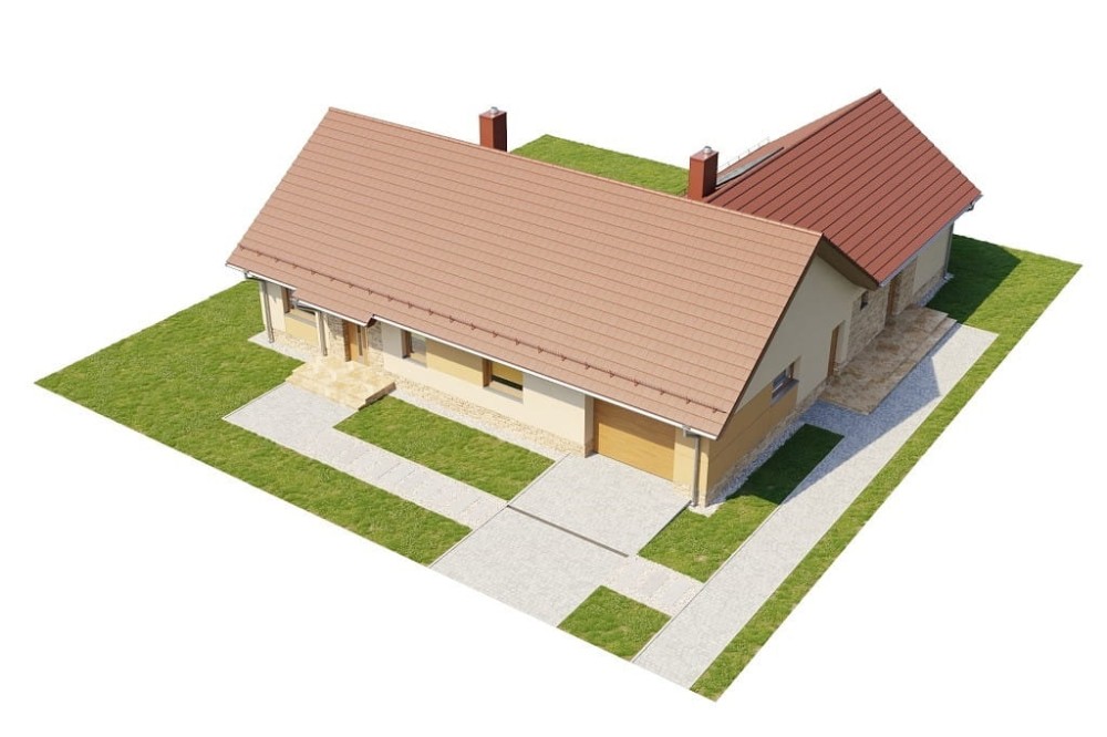 Projekt domu Polanio 2 L-6759, parterowy, dwulokalowy, z garażem jednostanowiskowym, bez podpiwniczenia - model