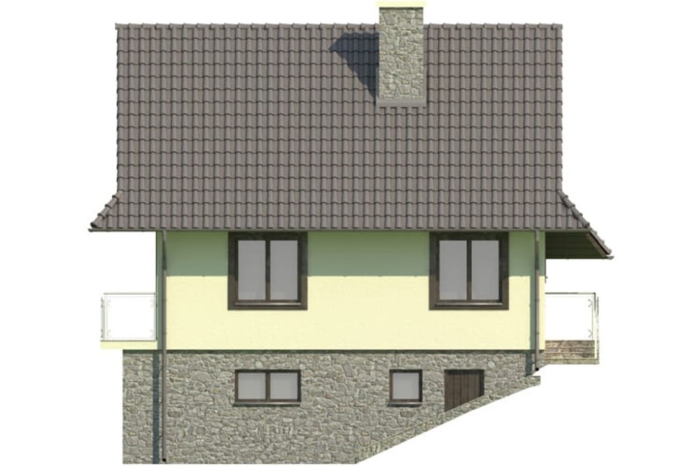 Projekt domu Wierzbin 2 L-6038, jednorodzinny, parterowy z garażem, z poddaszem mieszkalnym, podpiwniczony - elewacja lewa