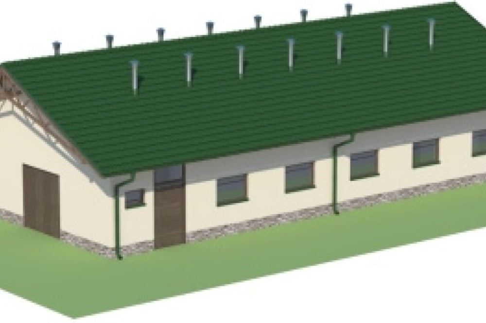 Projekt obory ZG-83, parterowy, niepodpiwniczony, bez poddasza - model