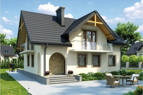 Projekt domu Osiecko L-6236, parterowy z poddaszem użytkowym, z podpiwniczeniem, z dwoma garażami, tradycyjny - kolorystyka wersja 2