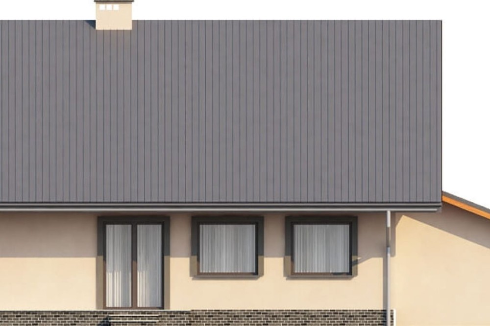 Projekt domu Polubicze L-6156, parterowy z poddaszem mieszkalnym, z garażem, częściowo podpiwniczony - elewacja ogrodowa