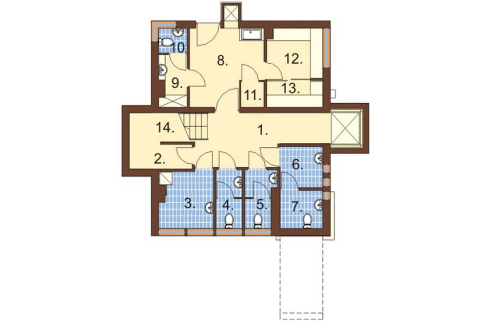 Projekt baru LK-02, budynek piętrowy, podpiwniczony - rzut piwnicy