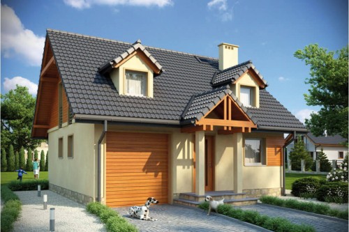 Projekt domu Rajsko L-6187, parterowy z poddaszem mieszkalnym, bez podpiwniczenia - kolorystyka wersja 2