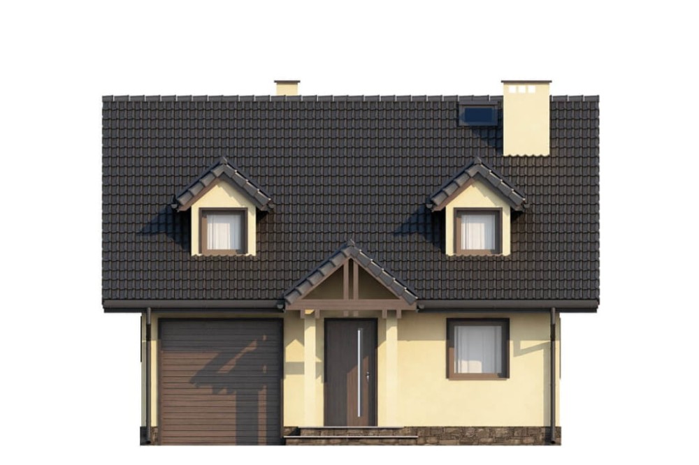 Projekt domu Rajsko L-6187, parterowy z poddaszem mieszkalnym, bez podpiwniczenia - elewacja frontowa