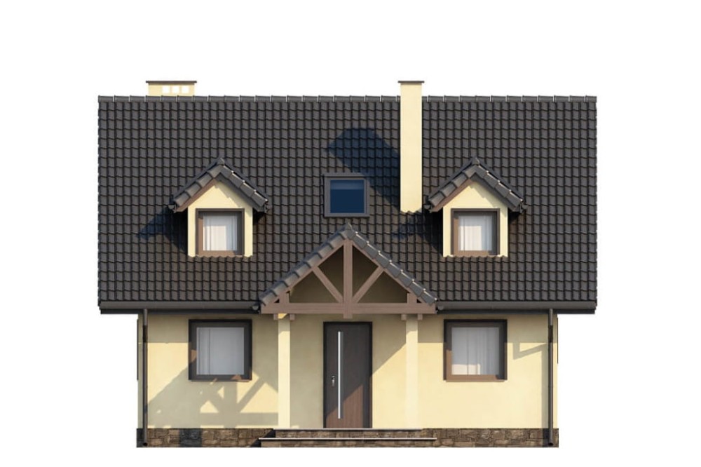 Projekt domu Rajsko L-6187, parterowy z poddaszem mieszkalnym, bez podpiwniczenia - elewacja ogrodowa