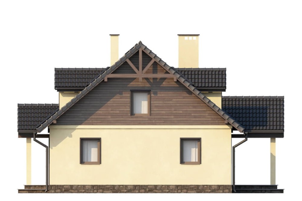 Projekt domu Rajsko L-6187, parterowy z poddaszem mieszkalnym, bez podpiwniczenia - elewacja prawa