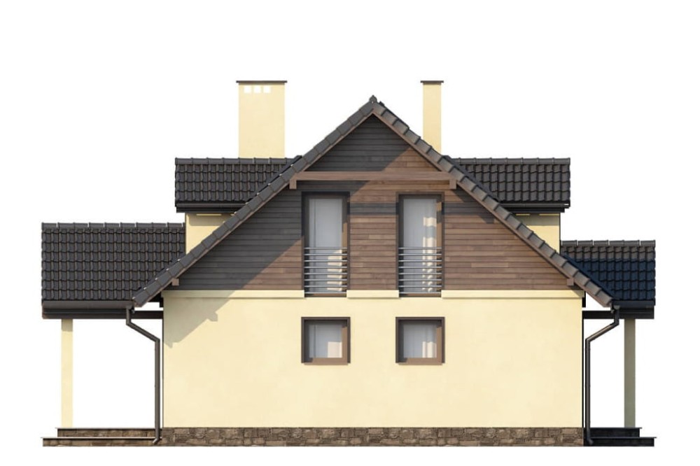Projekt domu Rajsko L-6187, parterowy z poddaszem mieszkalnym, bez podpiwniczenia - elewacja lewa