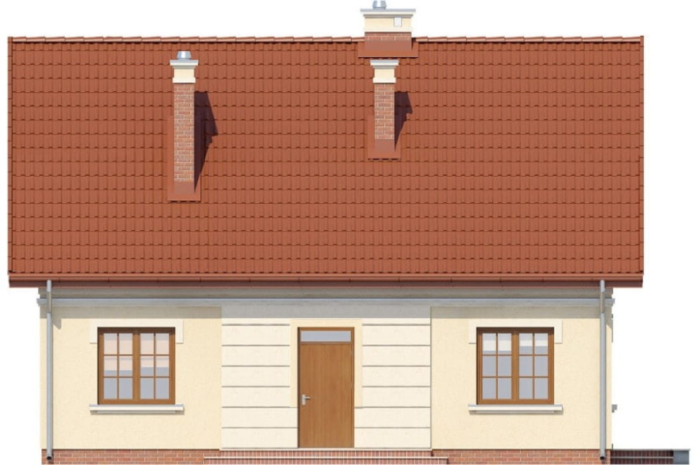 Projekt domu Trzemeszno N DM-6214 N, parterowy z poddaszem mieszkalnym, częściowo podpiwniczony - elewacja frontowa