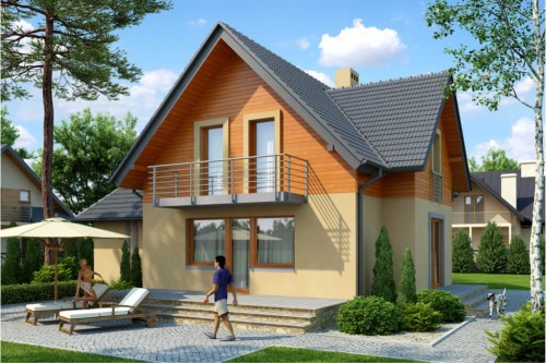 Projekt domu Bratki DM-6576,  parterowy z poddaszem mieszkalnym, z garażem, bez podpiwniczenia - kolorystyka wersja 1