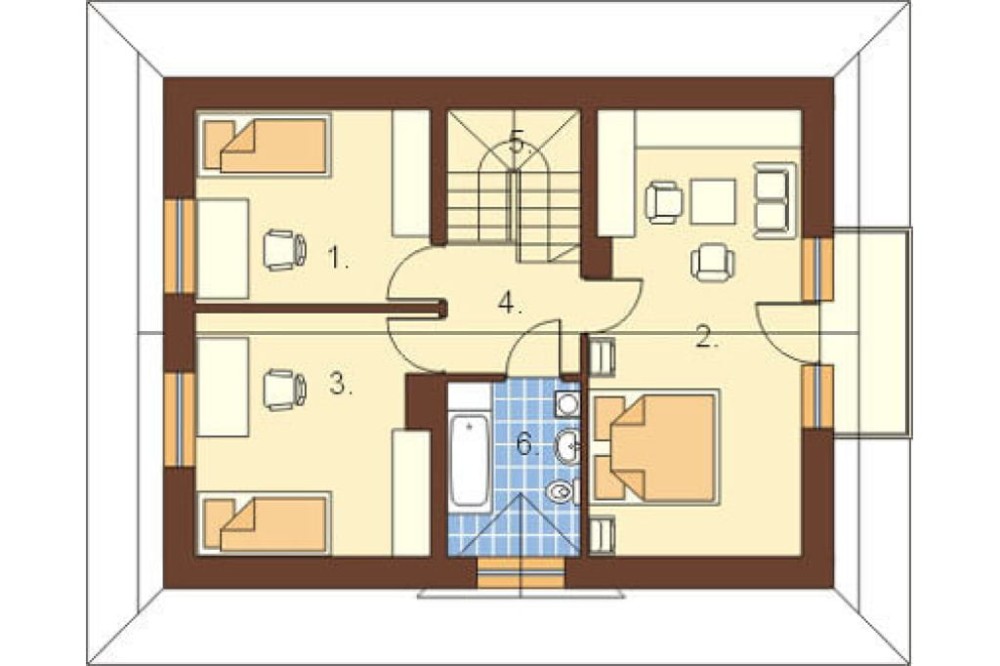 Projekt domu Turaszówka L-6077, parterowy z poddaszem mieszkalnym, bez podpiwniczenia - rzut poddasza
