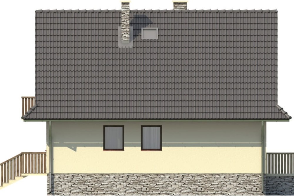 Projekt domu Turaszówka L-6077, parterowy z poddaszem mieszkalnym, bez podpiwniczenia - elewacja prawa