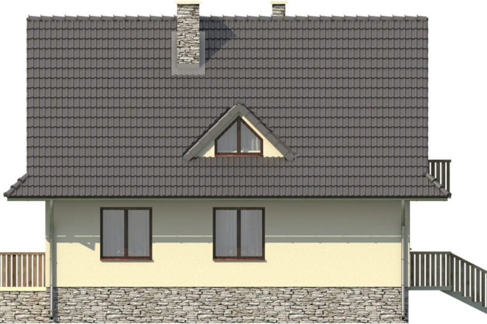 Projekt domu Turaszówka L-6077, parterowy z poddaszem mieszkalnym, bez podpiwniczenia - elewacja lewa
