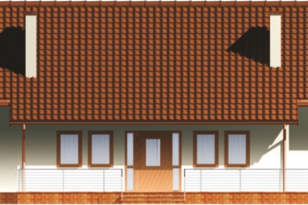 Projekt sklepu LK-06, budynek parterowy, podpiwniczony - elewacja ogrodowa