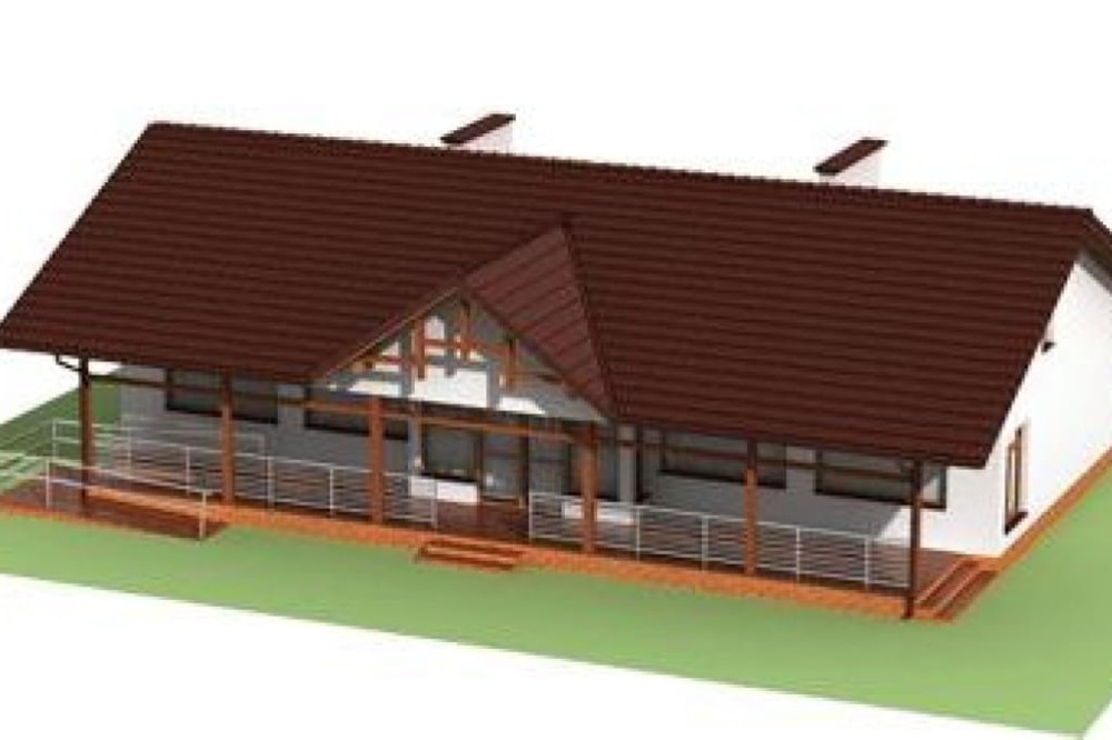 Projekt sklepu LK-06, budynek parterowy, podpiwniczony - model