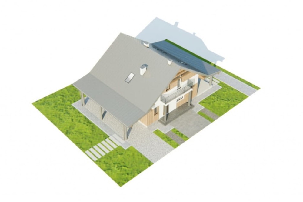 Projekt domu Entro DM-6755, parterowy z poddaszem użytkowym, z wiatą garażową, niepodpiwniczony - model