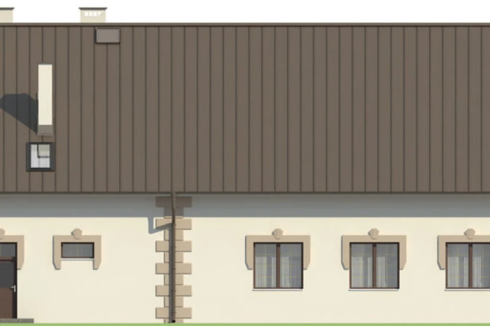 Projekt budynku agroturystycznego LK-37, parterowy z poddaszem użytkowym, bez podpiwniczenia, bez garażu - elewacja ogrodowa