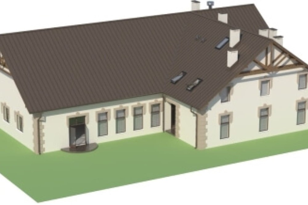 Projekt budynku agroturystycznego LK-37, parterowy z poddaszem użytkowym, bez podpiwniczenia, bez garażu - model