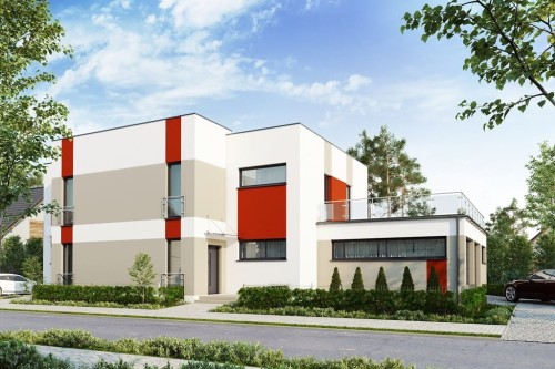 Projekt domu Laria 2 L-6680, piętrowy, niepodpiwniczony z garażem dwustanowiskowym - kolorystyka wersja 2