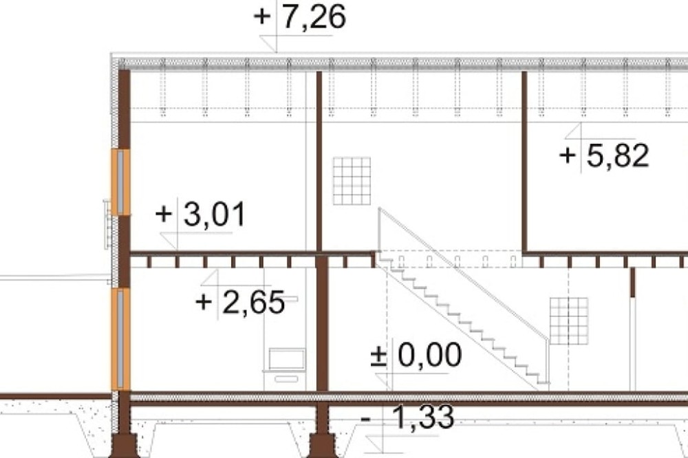 Projekt domu Flexum 2 L-6715, piętrowy, jednorodzinny, tradycyjny, bez garażu, bez podpiwniczenia - przekrój B-B
