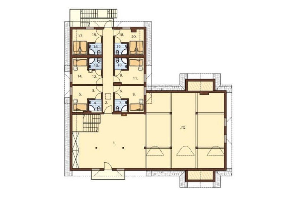 Projekt restauracji LK-19, budynek parterowy z poddaszem użytkowym, bez podpiwniczenia - rzut poddasza