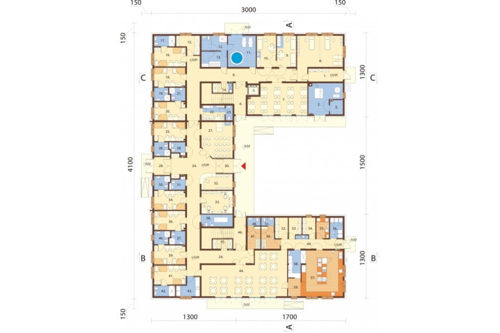 Projekt budynku K-121 - rzut parteru