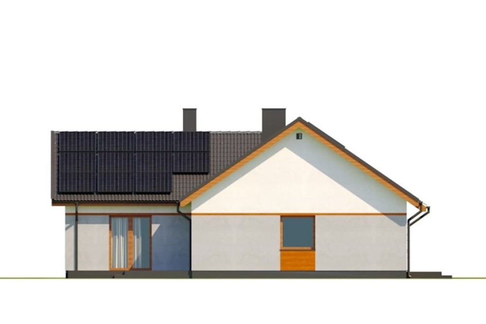 Projekt domu Polanio B2 L-6759 B, dwulokalowy, parterowy, niepodpiwniczony, bez garażu - elewacja lewa
