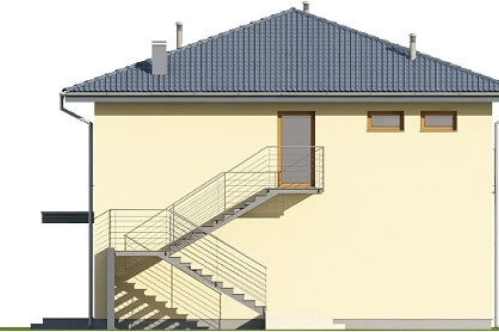 Projekt budynku usługowo-mieszkalnego LK-105, budynek piętrowy, bez podpiwniczenia - elewacja prawa