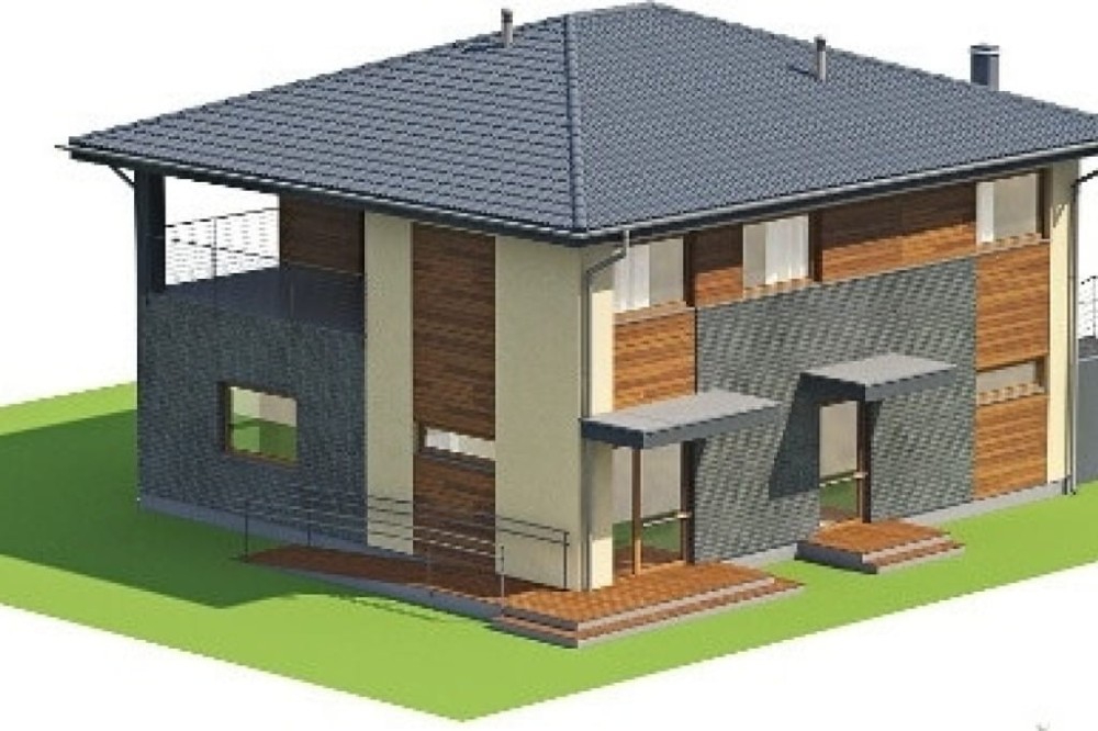 Projekt budynku usługowo-mieszkalnego LK-105, budynek piętrowy, bez podpiwniczenia - model