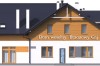 Projekt budynku gastronomicznego z zapleczem noclegowym i częścią mieszkalną LK-58 B, parterowy z poddaszem użytkowym, podpiwniczony, z garażem dwustanowiskowym - elewacja ogrodowa