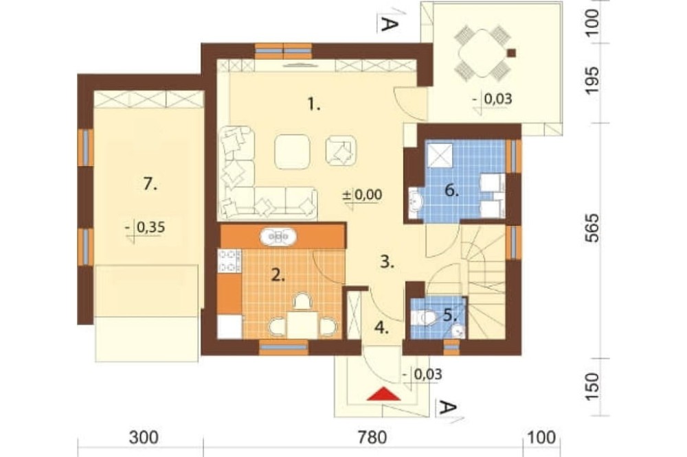Projekt domu Strzelczyn N DM-6183 N, parterowy z poddaszem mieszkalnym, bez podpiwniczenia - rzut parteru