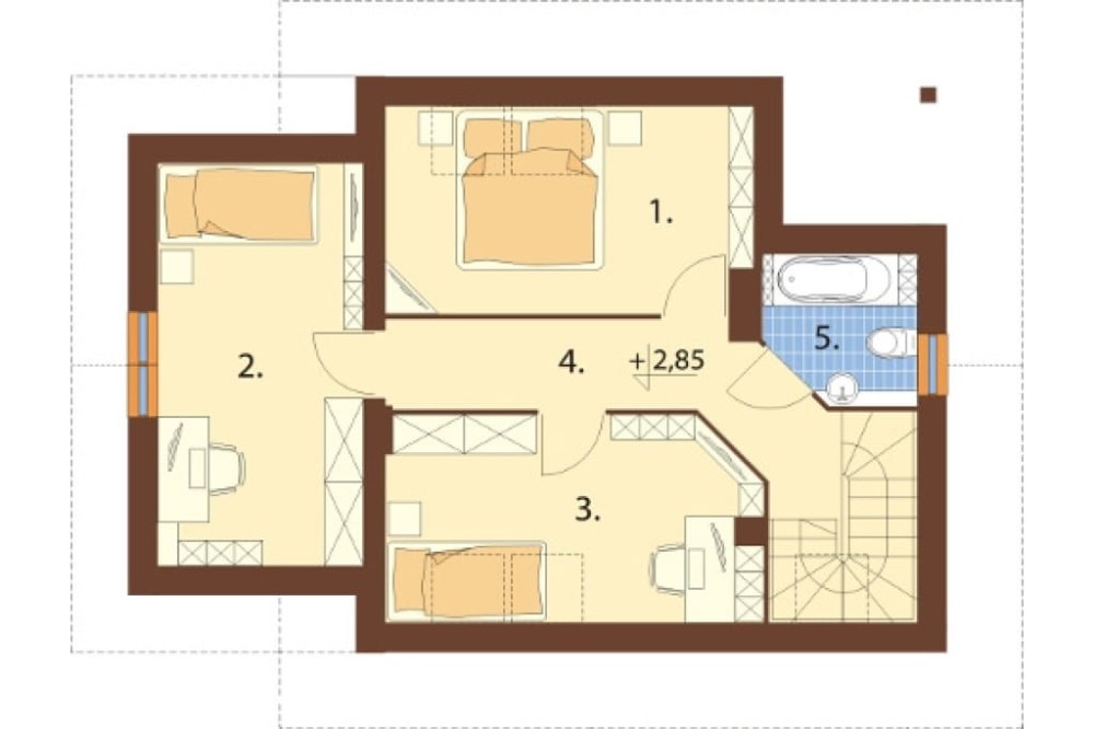 Projekt domu Strzelczyn N DM-6183 N, parterowy z poddaszem mieszkalnym, bez podpiwniczenia - rzut poddasza