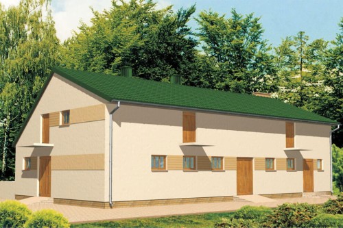 Projekt chlewni ZG-08, parterowy ze strychem, częściowo podpiwniczony - kolorystyka wersja 1