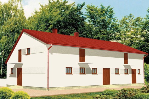 Projekt chlewni ZG-08, parterowy ze strychem, częściowo podpiwniczony - kolorystyka wersja 2