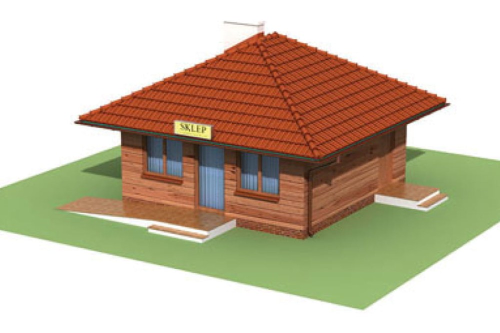 Projekt kiosku handlowego ZG-57, parterowy, niepodpiwniczony, bez garażu - model