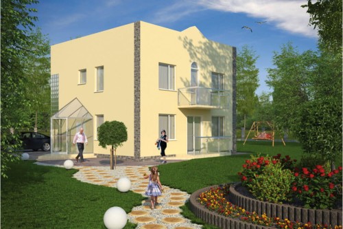 Projekt domu Gogolin L-5591, piętrowy, bez podpiwniczenia - kolorystyka wersja 1