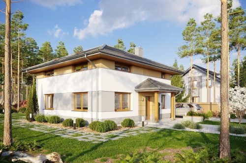 Projekt domu Wrzosownik 2 L-6647, parterowy, z poddaszem użytkowym, niepodpiwniczony - kolorystyka wersja 1