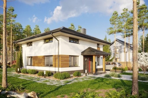 Projekt domu Wrzosownik 2 L-6647, parterowy, z poddaszem użytkowym, niepodpiwniczony - kolorystyka wersja 2