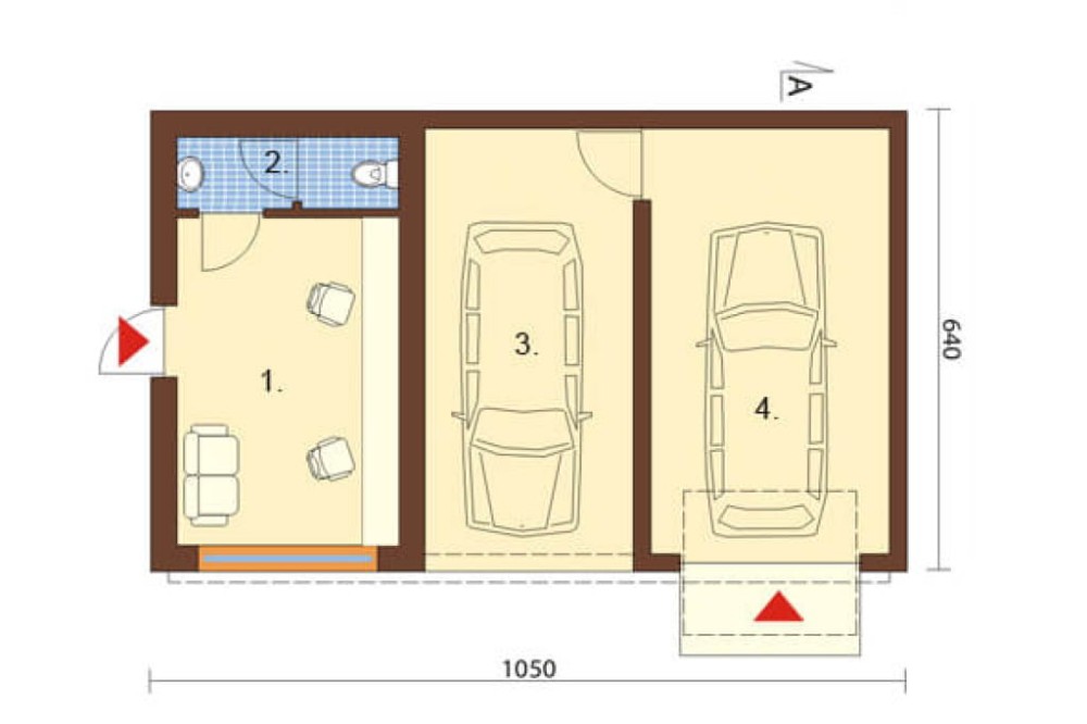 Projekt budynku usługowo-garażowego LZG-61, parterowy, bez podpiwniczenia - rzut parteru