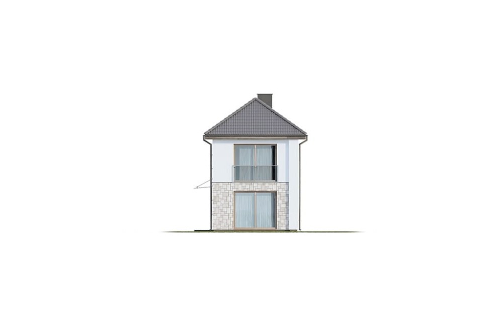 Projekt domu Ergium DM-6770, jednorodzinny dwulokalowy parterowy z poddaszem użytkowym, garażem jednostanowiskowym, niepodpiwniczony - elewacja prawa