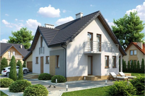 Projekt domu Gaj 2 L-6347, parterowy z poddaszem mieszkalnym, bez podpiwniczenia, z garażem - kolorystyka wersja 1