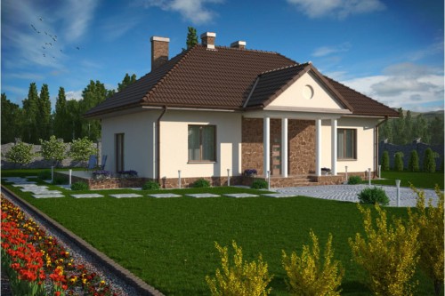 Projekt domu Stawin DM-5594, parterowy, bez podpiwniczenia - kolorystyka wersja 2