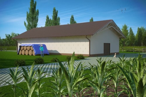 Projekt stodoły ZG-86, parterowa, niepodpiwniczona - kolorystyka wersja 1