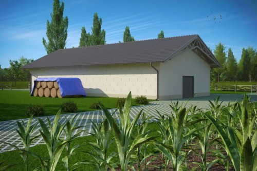 Projekt stodoły ZG-86, parterowa, niepodpiwniczona - kolorystyka wersja 2