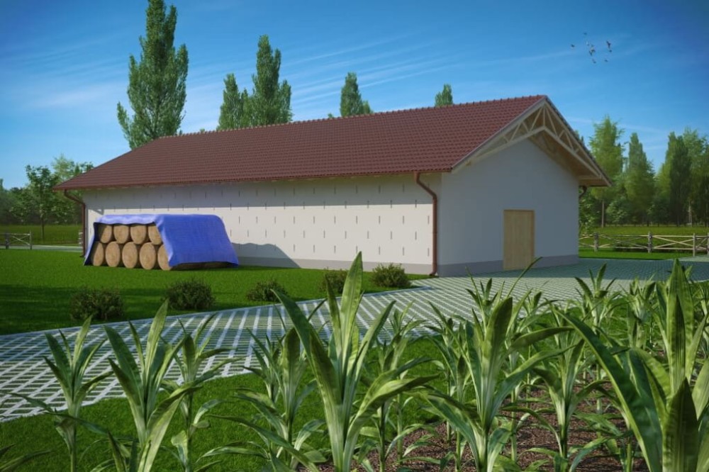 Projekt stodoły ZG-86, parterowa, niepodpiwniczona - kolorystyka wersja 3