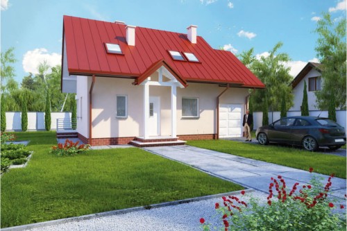 Projekt domu Kalinowice L-6183, parterowy z poddaszem mieszkalnym, bez podpiwniczenia - kolorystyka wersja 2
