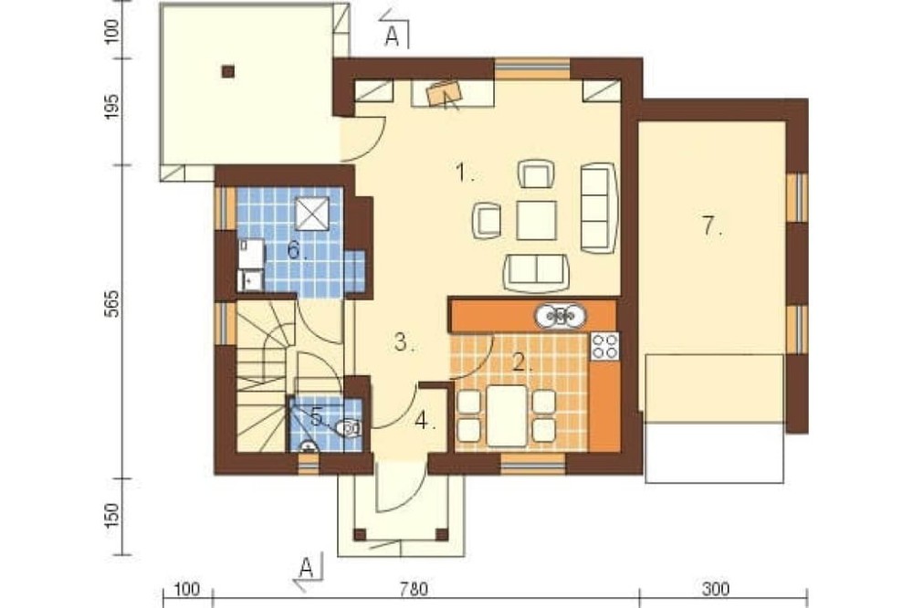 Projekt domu Kalinowice L-6183, parterowy z poddaszem mieszkalnym, bez podpiwniczenia - rzut parteru